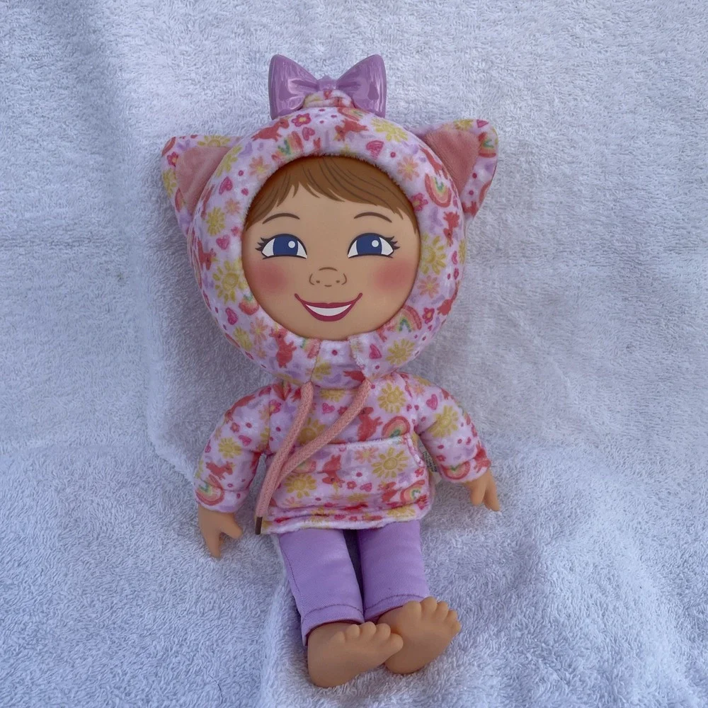 What's Her Face Doll Pink Unicorn Rainbow Cat Hoodie Rotating Face Expression